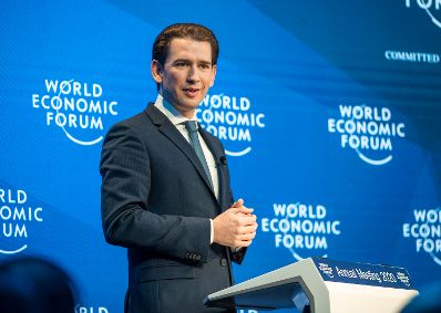 Am 24. J&auml;nner 2020 nahm Bundeskanzler Sebastian Kurz (im Bild) am Weltwirtschaftsforum in Davos teil.