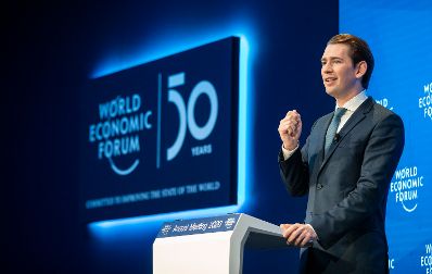 Am 24. J&auml;nner 2020 nahm Bundeskanzler Sebastian Kurz (im Bild) am Weltwirtschaftsforum in Davos teil.