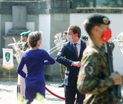 Am 18. September 2020 traf Bundeskanzler Sebastian Kurz (r.) im Rahmen seines Arbeitsbesuchs in der Schweiz die Schweizer Bundespr&auml;sidentin Simonetta Sommaruga (l.).