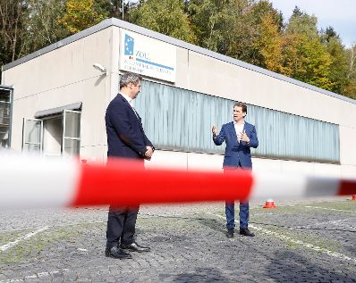 Am 9. Oktober 2020 traf Bundeskanzler Sebastian Kurz (r.) den Bayerischen Ministerpr&auml;sident Markus S&ouml;der (l.).