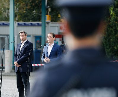Am 9. Oktober 2020 traf Bundeskanzler Sebastian Kurz (r.) den Bayerischen Ministerpr&auml;sident Markus S&ouml;der (l.).