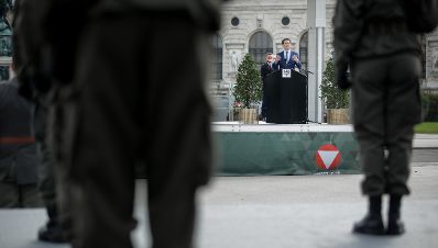 Am 26. Oktober 2020 hielt Bundeskanzler Sebastian Kurz (im Bild) im Rahmen der Angelobung der Rekrutinnen und Rekruten des &ouml;sterreichischen Bundesheeres auf dem Wiener Heldenplatz eine Rede zum &Ouml;sterreichischen Nationalfeiertag.