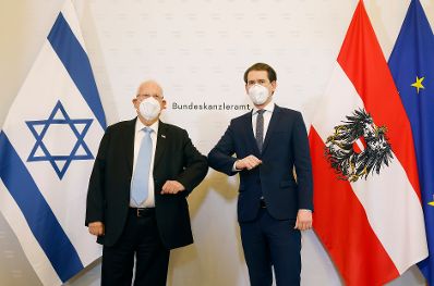 Am 17. M&auml;rz 2021 empfing Bundeskanzler Sebastian Kurz (r.) den israelischen Pr&auml;sidenten Reuven Rivlin (l.) zu einem Gespr&auml;ch.