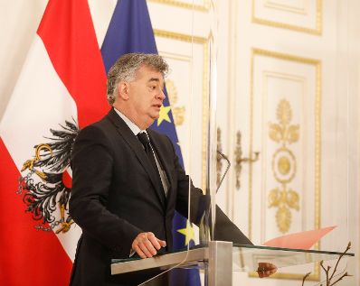 Am 9. November 2020 fand anl&auml;&szlig;lich der Novemberpogrome eine Gedenkveranstaltung im Bundeskanzleramt statt. Im Bild Vizekanzler Werner Kogler.