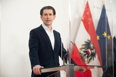 Im Bild Bundeskanzler Sebastian Kurz beim Pressefoyer nach dem Ministerrat am 3. M&auml;rz 2021.