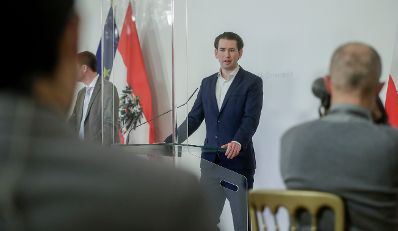 Am 5. M&auml;rz 2021 fand eine Pressekonferenz zum Thema &bdquo;Update zur Impfstoffproduktion in &Ouml;sterreich&ldquo; statt. Im Bild Bundeskanzler Sebastian Kurz.