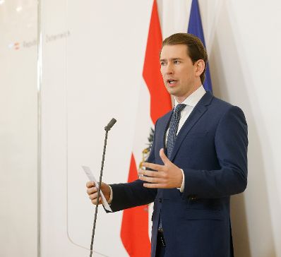 Am 1. Juni 2021 nahm Bundeskanzler Sebastian Kurz (im Bild) an einer Videokonferenz mit der wei&szlig;russischen Oppositionsf&uuml;hrerin Swjatlana Zichanouskaja teil. Im Anschluss daran fand ein Pressestatement statt.