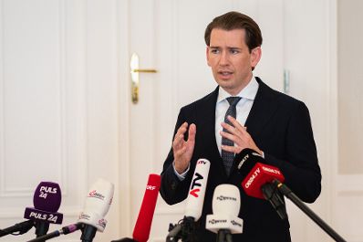 Am 29. Juni 2021 gab Bundeskanzler Sebastian Kurz (im Bild) ein Pressestatement zum j&uuml;ngsten M&auml;dchenmord