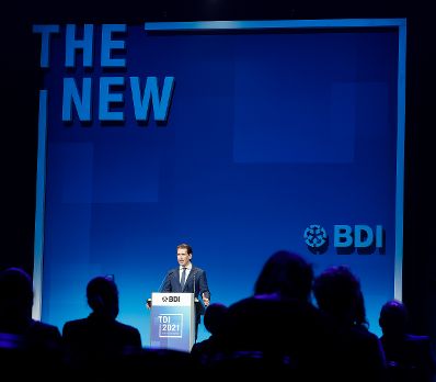 Am 22. Juni 2021 nahm Bundeskanzler Sebastian Kurz (im Bild) im Rahmen seines Arbeitsbesuchs in Berlin am &bdquo;Tag der Industrie 2021: Aufbruch in den Zukunftsort Deutschland&ldquo; teil.