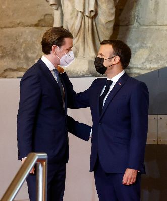 Am 30. Juni 2021 traf Bundeskanzler Sebastian Kurz (l.) im Rahmen seines Arbeitsbesuch in Paris den franz&ouml;sischen Staatspr&auml;sidenten Emmanuel Macron (r.).