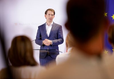 Am 28. Juli 2021 fand der Sommerministerrat der &Ouml;sterreichischen Bundesregierung statt. Im Bild Bundeskanzler Sebastian Kurz bei der Pressekonferenz.
