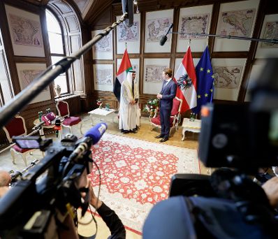 Am 29. Juli 2021 empfing Bundeskanzler Sebastian Kurz (r.) den Kronprinz von Abu Dhabi, Mohamed bin Zayed bin Sultan Al-Nahyan (l.).