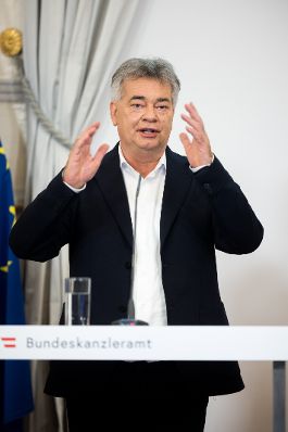 Am 3. Oktober 2021 fand eine Pressekonferenz zum Thema &quot;&Ouml;kosoziale Steuerreform&quot; statt. Im Bild Vizekanzler Werner Kogler.
