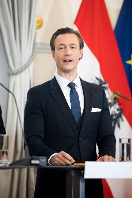 Am 3. Oktober 2021 fand eine Pressekonferenz zum Thema &quot;&Ouml;kosoziale Steuerreform&quot; statt. Im Bild Bundesminister Gernot Bl&uuml;mel.