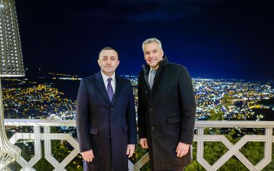 Am 30. J&auml;nner 2023 reiste Bundeskanzler Karl Nehammer (l.) zu einem Arbeitsbesuch nach Georgien. Im Bild mit dem georgischen Ministerpr&auml;sident Irakli Garibaschwili (r.).