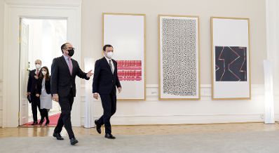 Am 23. November 2021 empfing Bundeskanzler Alexander Schallenberg (l.) den kosovarischen Premierminister Albin Kurti (r.) zu einem Gespr&auml;ch.