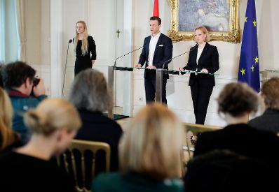 Am 9. J&auml;nner 2019 fand eine Pressekonferenz zur Ernennung der neuen Leiterin des Bundesdenkmalamt Erika Pieler (r.) mit Bundesminister Gernot Bl&uuml;mel (m.) statt.