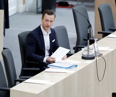 Am 15. Mai 2019 sprach Bundesminister Gernot Bl&uuml;mel (im Bild) in der Aktuellen Europastunde bei der Nationalratssitzung im Parlament.
