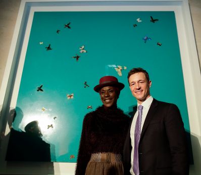 Am 15. Februar 2018 er&ouml;ffnete Bundesminister Gernot Bl&uuml;mel (r.) die Ausstellung &bdquo;WOW! The Heidi Horten Collection&ldquo; im Leopold Museum. Im Bild mit Dorretta Carter (l.).