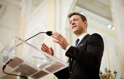 Am 1. M&auml;rz 2018 er&ouml;ffnete Bundesminister Gernot Bl&uuml;mel (im Bild) die Ausstellung &quot;Martha Jungwirth&quot; in der Albertina.