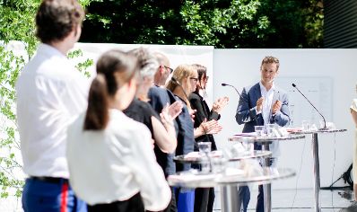 Am 24. Mai 2018 reiste Bundesminister Gernot Bl&uuml;mel (r.) anl&auml;sslich der Ausstellungser&ouml;ffnung im &Ouml;sterreich Pavillon auf der 16. Internationalen Architekturausstellung "La Biennale di Venezia" nach Venedig.