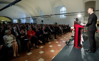 Am 10. November 2018 nahm Bundesminister Gernot Bl&uuml;mel (im Bild) am Festakt anl&auml;sslich der Er&ouml;ffnung des Hauses der Geschichte teil.