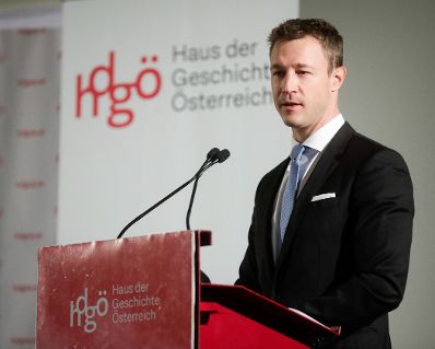 Am 10. November 2018 nahm Bundesminister Gernot Bl&uuml;mel (im Bild) am Festakt anl&auml;sslich der Er&ouml;ffnung des Hauses der Geschichte teil.