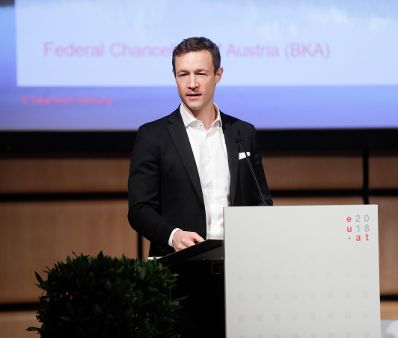 Am 3. Dezember 2018 nahm Bundesminister Gernot Bl&uuml;mel (im Bild) an der Cyber Security Conference teil.