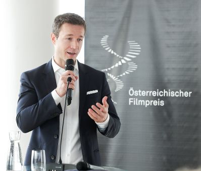 Am 6. Dezember 2018 fand im Ringturm eine Pressekonferenz zur Bekanntgabe der Nominierung des &Ouml;sterreichischen Filmpreises 2019 statt. Im Bild Bundesminister Gernot Bl&uuml;mel.