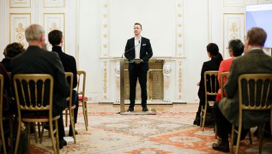 Am 13. Dezember 2018 fand eine Buchpr&auml;sentation &quot;20 Jahre Provenienzforschung&quot; im Bundeskanzleramt statt. Im Bild Bundesminister Gernot Bl&uuml;mel.