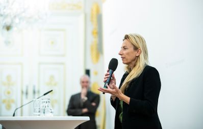 Am 28. Februar 2019 empfing Bundesministerin Juliane Bogner-Strau&szlig; (im Bild) Sch&uuml;lerinnen und Sch&uuml;ler der Initiative "Sch&uuml;lerInnen gestalten Wandel".