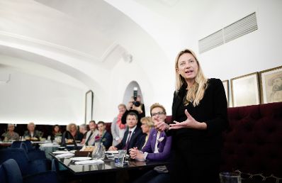 Am 30. April 2019 reiste Bundesministerin Juliane Bogner-Strau&szlig; anl&auml;sslich eines Bundesl&auml;ndertags nach K&auml;rnten. Im Bild beim Familienfr&uuml;hst&uuml;ck in Villach.