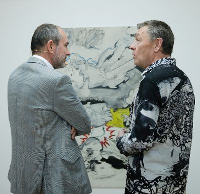 Am 30. Juni 2016 er&ouml;ffnete Kunst- und Kulturminister Thomas Drozda (l.) die Ausstellung "Valerio Adami" in der Wiener Secession. Im Bild mit dem Pr&auml;sidenten der Wiener Secession Herwig Kempinger (r.).