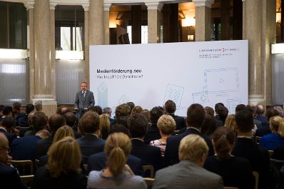 Am 19. September 2016 fand die Enquete "Medienf&ouml;rderung neu - Was braucht die Demokratie?" statt. Im Bild Thomas Drozda, Bundesminister f&uuml;r Medien.