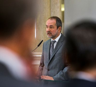 Am 19. September 2016 fand die Enquete "Medienf&ouml;rderung neu - Was braucht die Demokratie?" statt. Im Bild Thomas Drozda, Bundesminister f&uuml;r Medien.