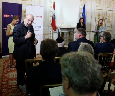 Am 30. September 2016 fand im Bundeskanzleramt ein Pressegespr&auml;ch zum Thema ORF-TVthek goes school &ndash; Videoarchiv &quot;&Ouml;sterreichs Zeitzeugen&quot; statt. Im Bild Zeitzeuge Rudolf Gelbard. 