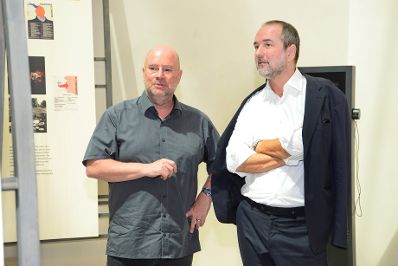 Am 21. Juli 2016 verlieh Kunst- und Kulturminister Thomas Drozda (r.) den &Ouml;sterreichischen Museumspreis an das Vorarlberg Museum in Bregenz. Im Bild mit Direktor Andreas Rudigier (l.).
