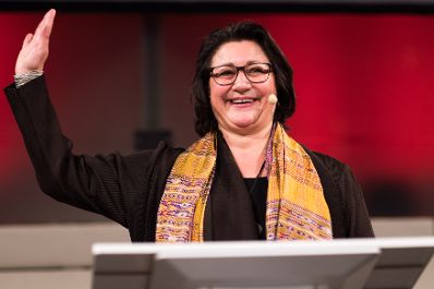 Am 22. September 2017 nahm Kunst- und Kulturminister Thomas Drozda beim Steirischen Herbst teil. Intendantin Veronica Kaup-Hasler (im Bild) w&auml;hrend ihrer Rede zum Er&ouml;ffnungskonzert.