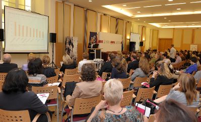 Am 6. Mai 2013 lud Frauenministerin Gabriele Heinisch-Hosek zum &bdquo;Women Talk Business Symposium 2013". Im Bild Cornelia Hulla, Head of Corporate Human Resources der GEA Group AG bei ihrem Impulsreferat zum Thema &bdquo;Mismatching von karriereorientierten Frauen und Unternehmen?!&ldquo;.