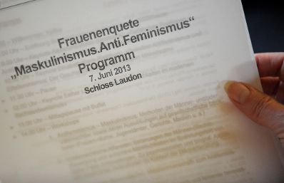 Am 7. Juni 2013 luden Frauenministerin Gabriele Heinisch-Hosek und die Plattform 20000Frauen zur Frauenenquete &bdquo;Maskulinismus. Anti. Feminismus.&ldquo; ins Schloss Laundon.