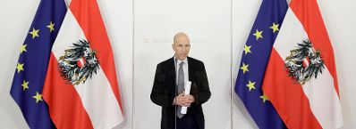 Am 19. J&auml;nner 2021 fand der Sozialpartnergipfel statt. Im Bild Bundesminister Martin Kocher.