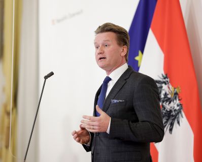 Am 19. J&auml;nner 2021 fand der Sozialpartnergipfel statt. Im Bild der Pr&auml;sident der Industriellenvereinigung Georg Knill.