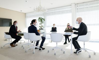 Am 25. J&auml;nner 2021 lud Bundesminister Martin Kocher (r.) zu einem Arbeitsgespr&auml;ch zum Thema &bdquo;Zukunft Home Office&ldquo;.