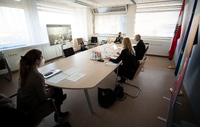 Am 1. M&auml;rz 2021 nahm Bundesminister Martin Kocher gemeinsam Antonella Mei-Pochtler an einer Videokonferenz teil.