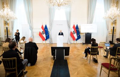 Am 1. September 2021 fand eine Pressekonferenz zur aktuellen Lage am Arbeitsmarkt statt. Im Bild Bundesminister Martin Kocher.