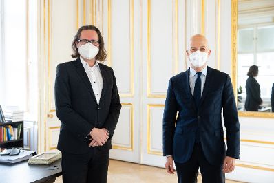 Am 19. J&auml;nner 2022 traf Bundesminister Martin Kocher (r.) Bundesminister Martin Polaschek (l.) zu einem Arbeitsgespr&auml;ch.