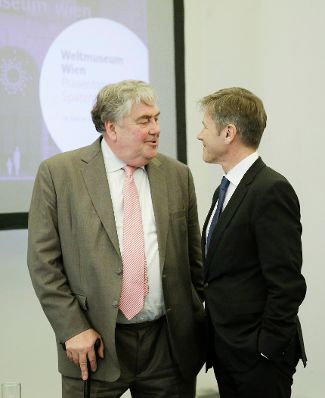 Am 8. Februar 2016 fand der symbolische Spatenstich f&uuml;r das neue Weltmuseum Wien statt. Im Bild Kunst- und Kulturminister Josef Ostermayer (r.) mit dem Direktor des Weltmuseum Wien Steven Engelsman (l.).