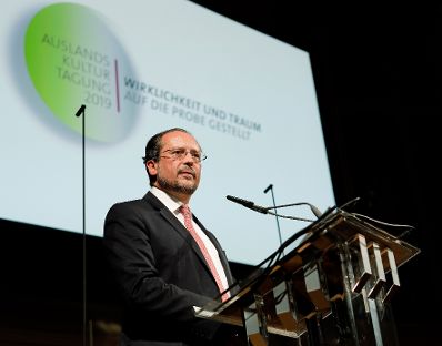 Am 02. September 2019 nahm Bundesminister Alexander Schallenberg (im Bild) an der Er&ouml;ffnung der Auslandskulturtagung teil.