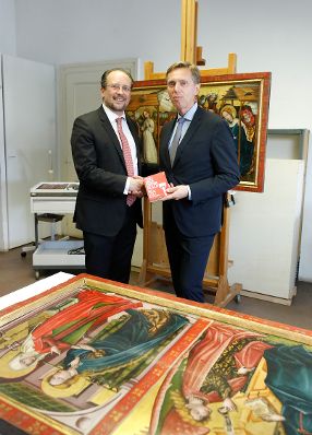 Am 12. September 2019 besuchte Bundesminister Alexander Schallenberg die Restaurationswerkst&auml;tten des Bundesdenkmalamtes.