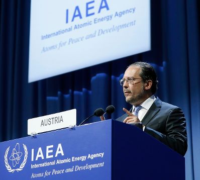 Am 17. September 2019 hielt Bundesminister Alexander Schallenberg (im Bild) die Er&ouml;ffnungsrede bei der 63. Konferenz der Internationalen Atomenergie-Organisation.